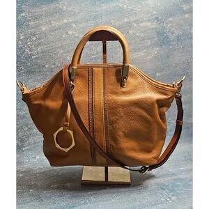 Jonathan Adler Camel Brown Genuine Leather Satchel – Playful Designer Style